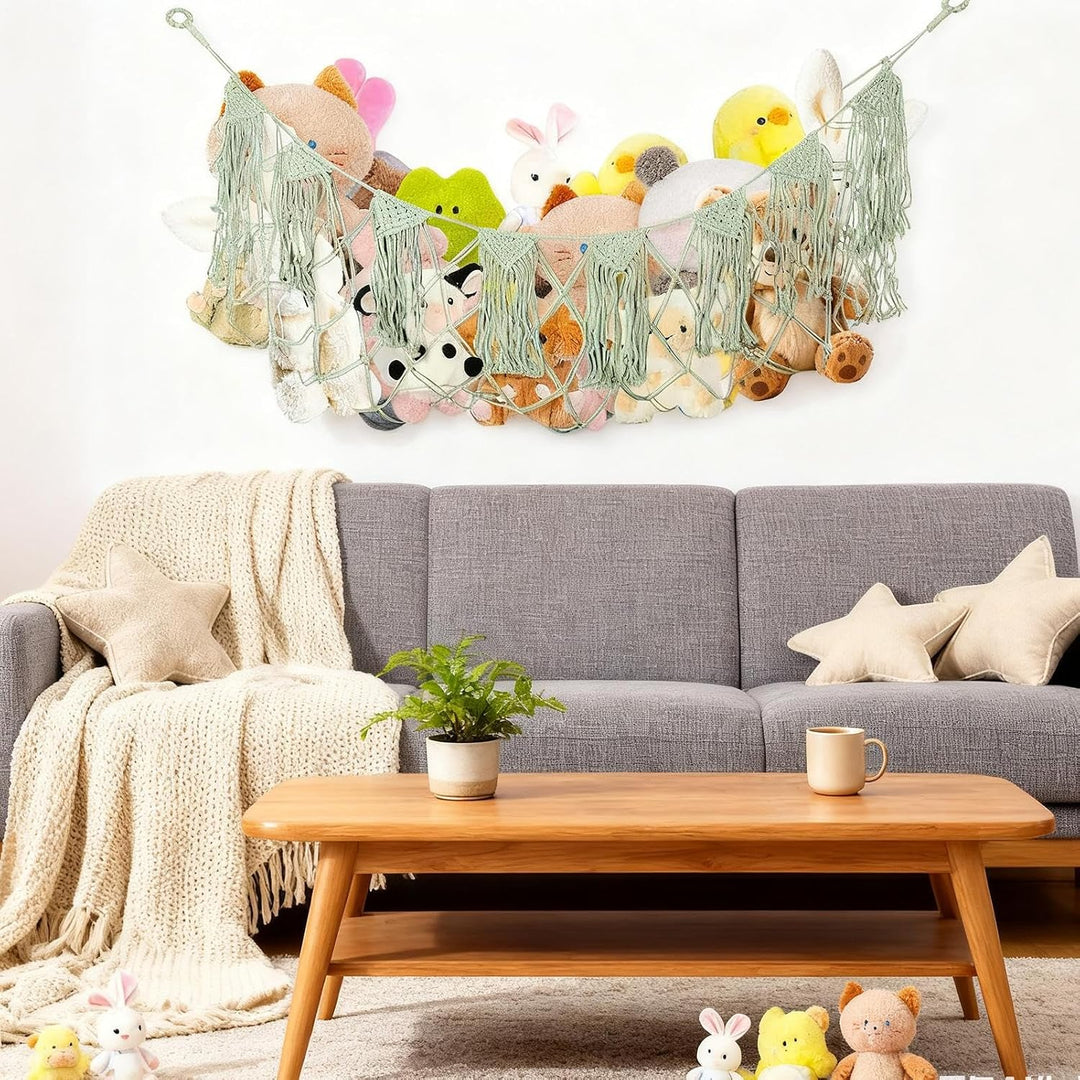 Hängematte für Plüschtiere | Ästhetischer Wand-Organizer - Stricknetz für Plüschpuppen Organizer für