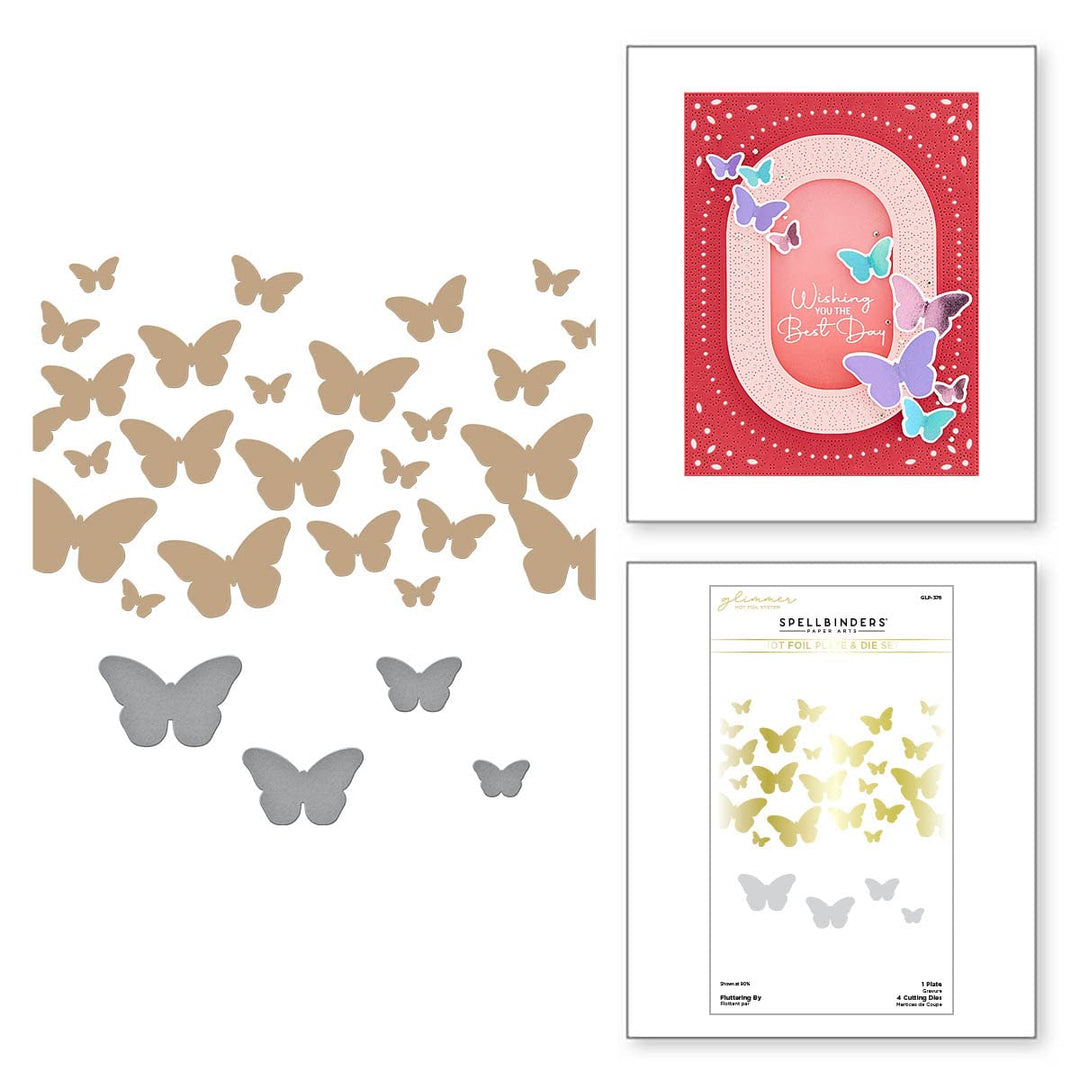 Spellbinders GLP-376 Fluttering by Glimmer Hot Foil Plate & Stanzformen-Set, Metall