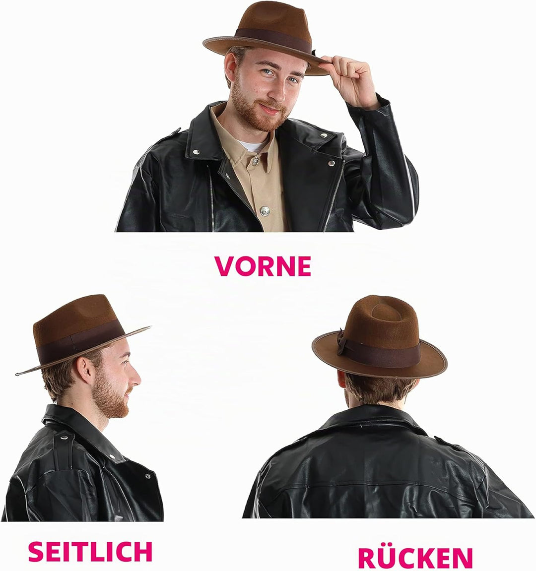 Erwachsene Explorer Zubehör Set - Braune Entdeckermütze und schwarze Peitsche - Erwachsene TV/Film A