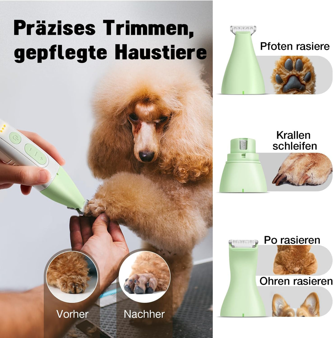 Hundeschermaschine 4 in 1 Set,Schermaschine Hund für Dichtes Fell,Leise Profi Hunde Schermaschinen/P