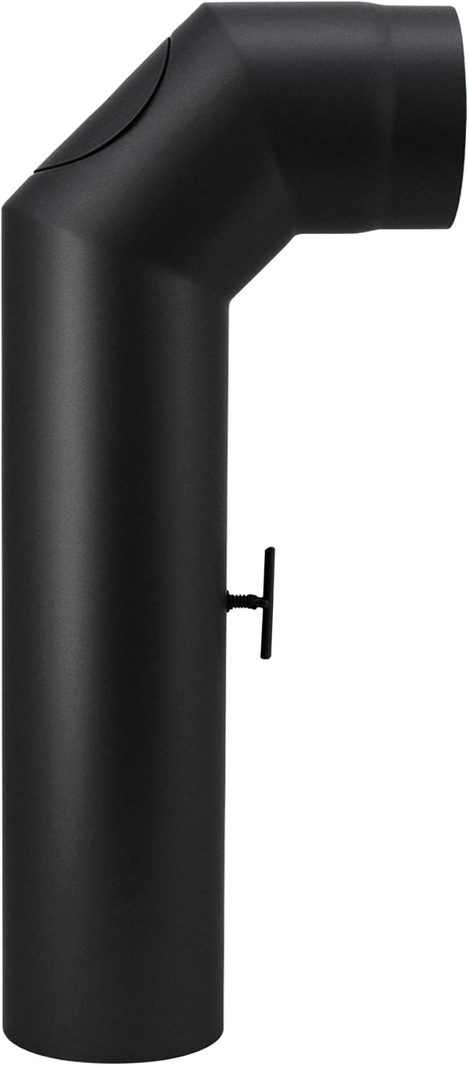 LANZZAS Ofenrohr Set 2x 45° Grad kurz, im Durchmesser, DN Ø 150 mm, Farbe: schwarz-metallic - weiter