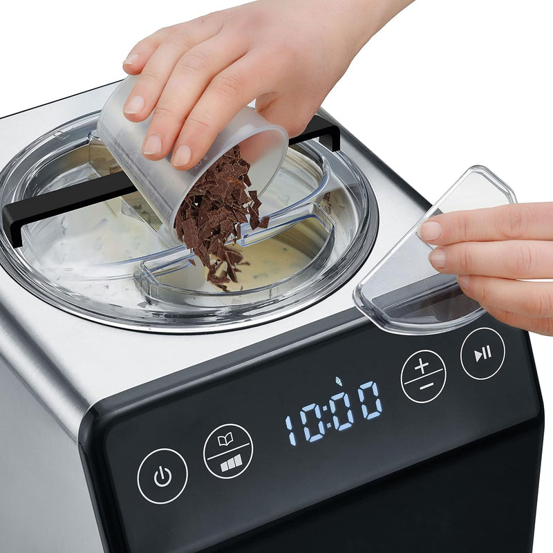 Graef Eismaschine IM700EU Edelstahl, mit Cream Control, Timer, Touch Display,Yoghurtfunktion, heraus
