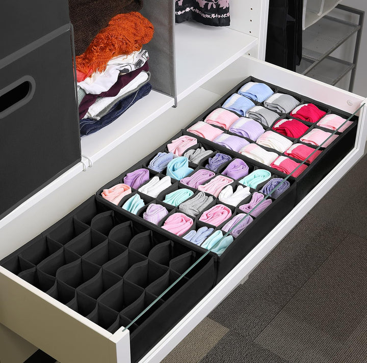 Simple Houseware Schrank-Schubladen-Organizer für Kleidung, Socken und Unterwäsche, 3er-Pack, Schwar