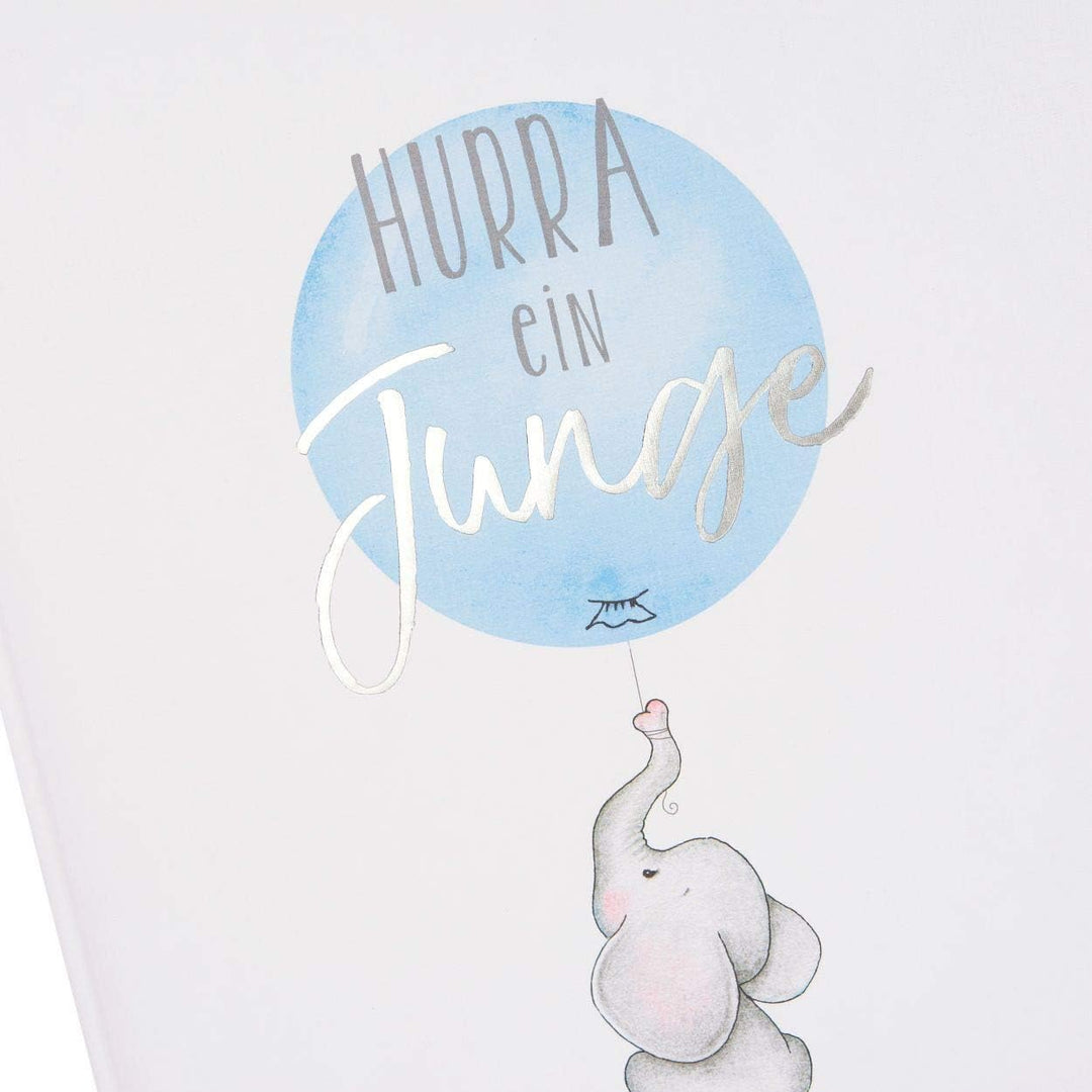 goldbuch Babyalbum Hurra - ein Junge im kindgerechten Design mit Silberprägung, 60 weisse, Pergamin