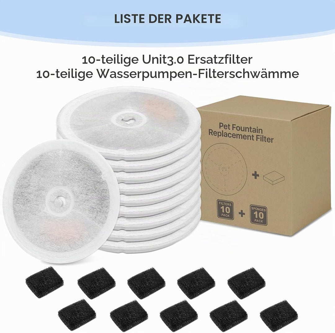 Katzenbrunnen Filter, Filter Unit 3.0 Harz und Aktivkohle Katzen Hunde Trinkbrunnen kompatibel mit E
