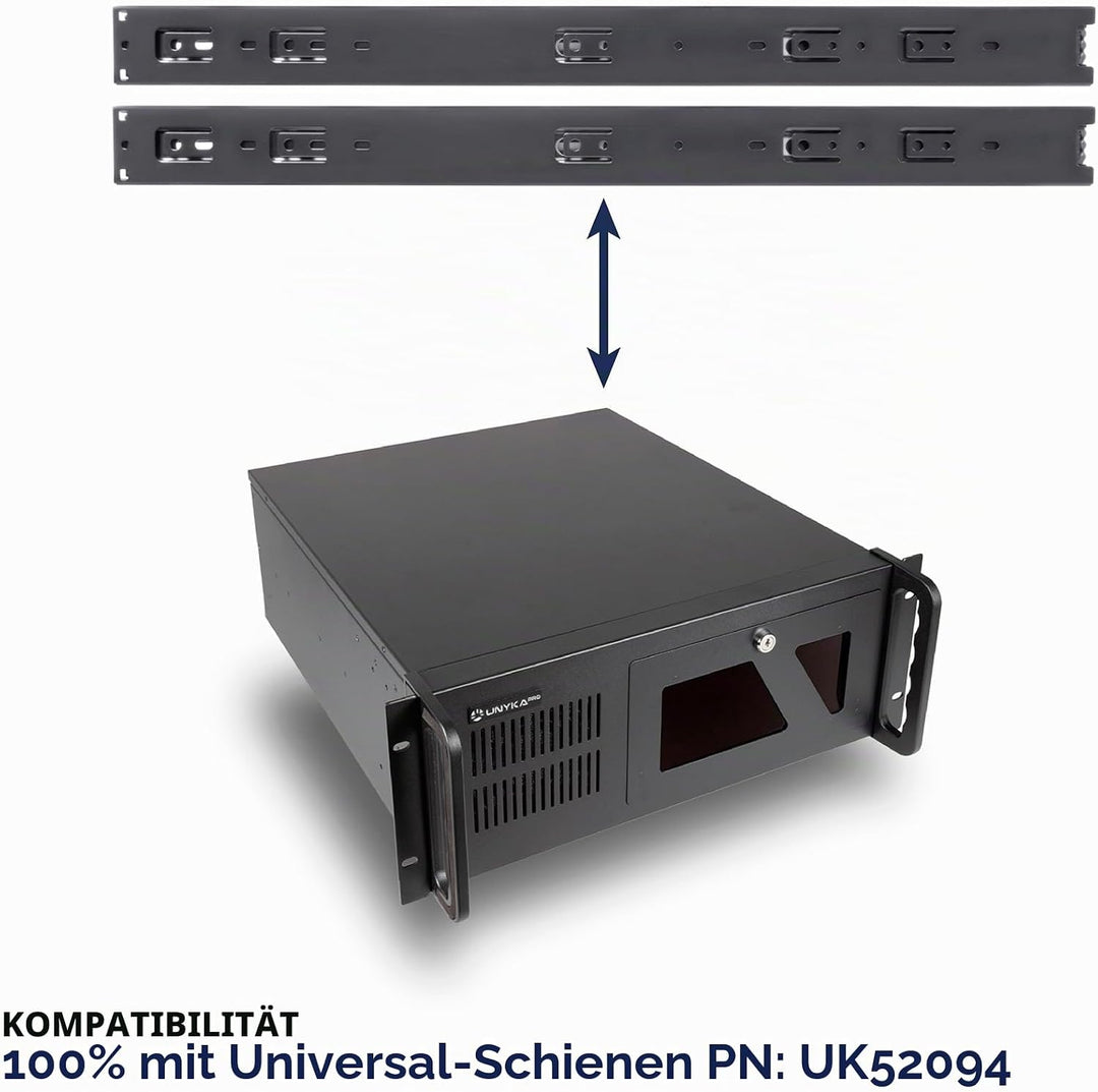 Unykach UK4229 EVO Rack-Gehäuse, Tiefe 480 mm, 2 USB3.0, 1 x 120 mm Lüfter und 2 x 80 mm Lüfter, Sch