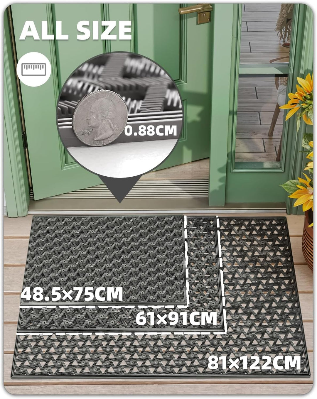 COLOR&amp;GEOMETRY Fussmatte Aussen mit Drainage, 48.5x75 cm, Grau Grau 48.5 x 75 cm, Grau 48.5 x 75 cm