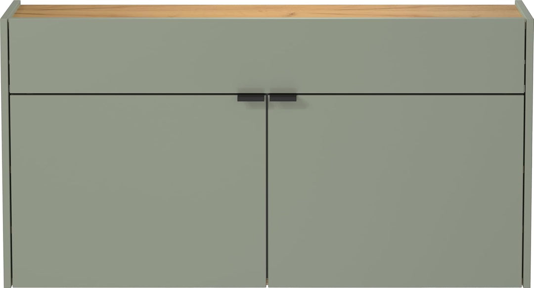 Germania Hängender Schuhschrank 1398-629 GW-Ameca, in Taupegrün/Eiche, geringe Tiefe, optimal für sc