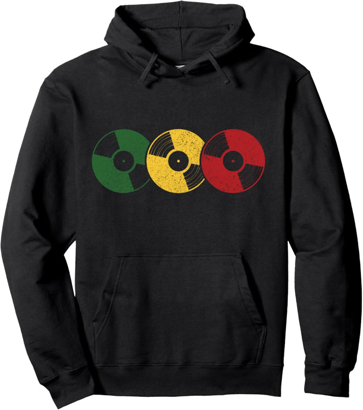 Reggae Musik Vinyl Schallplatte Vintage Rastafari Rasta Pullover Hoodie