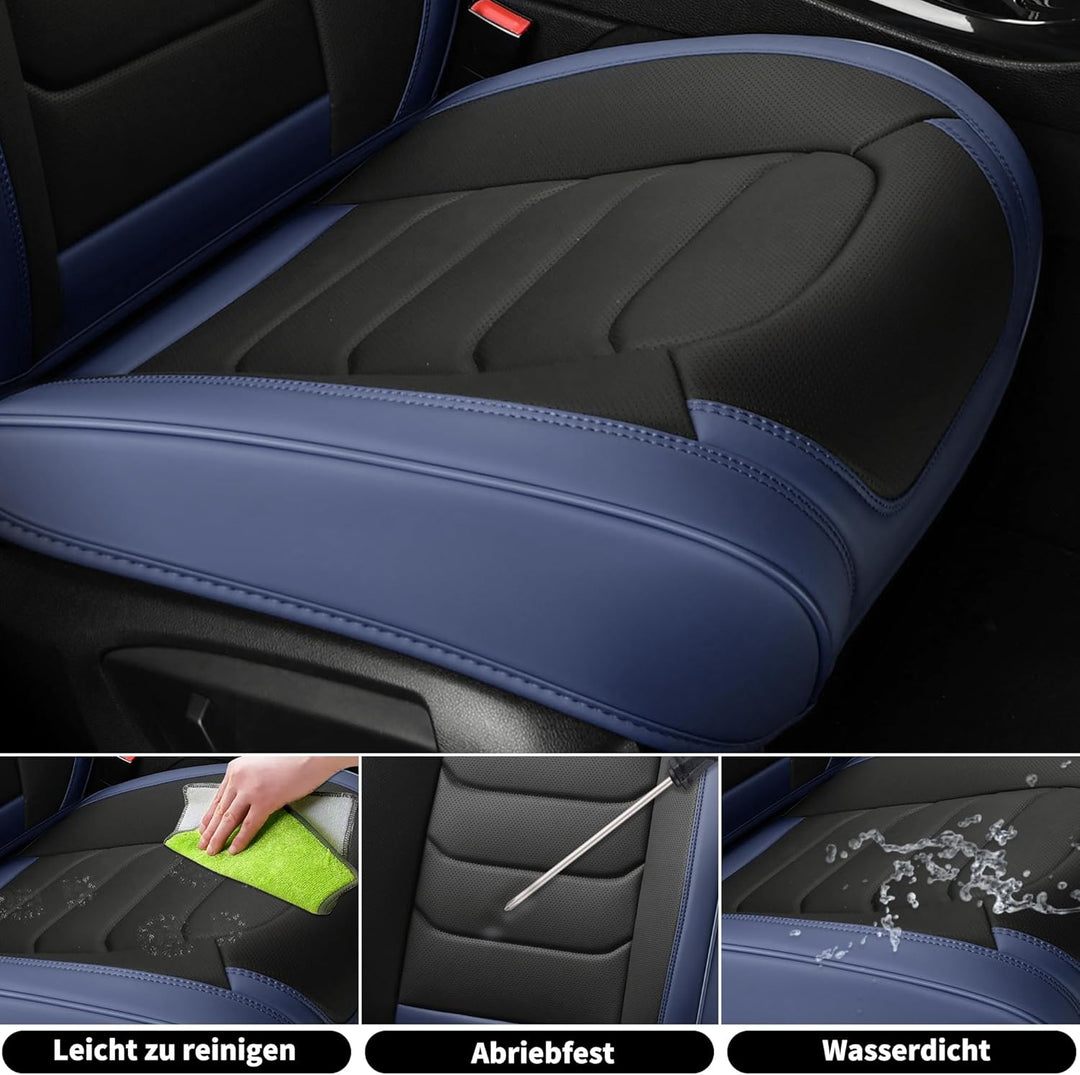 FLORICH Autositzbezüge Komplettset 5 Stück Vorder und Rücksitzbezüge PU-Leder Universel Auto Wasserd