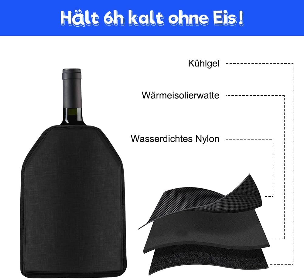 2er-Set Weinkühler Manschette - Kühlmanschette für Wein, Sekt, Champagner & Flaschen - Universeller