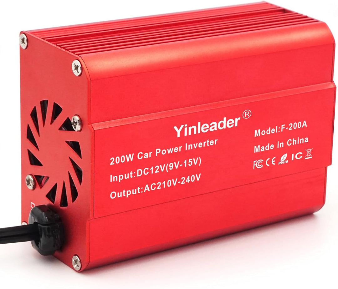 Wechselrichter 200W 12V zu 230V 2 USB-Euro-Steckdosen Kfz-Spannungswandler Kfz-Zigarettenanzünder-Ad