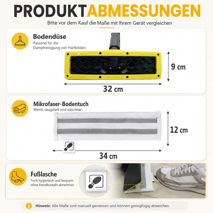 3 Stück Bodendüsenset Zubehör für Kärcher SC2 SC3 SC4 SC5, Ersatz Bodendüse für Kärcher EasyFix Damp