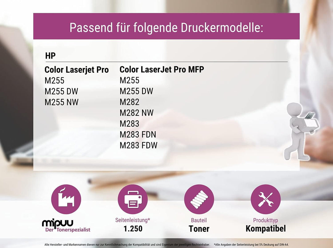 Mipuu Toner kompatibel mit HP W2212A 207A Yellow (mit Chip) für Color Laserjet Pro M255 M255DW M255N