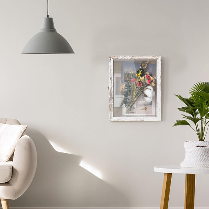 GraduationMall Weiss 20x25cm 3D Bilderrahmen Tief Objektrahmen Schaukasten Türvitrine Retro Weiss,Ge