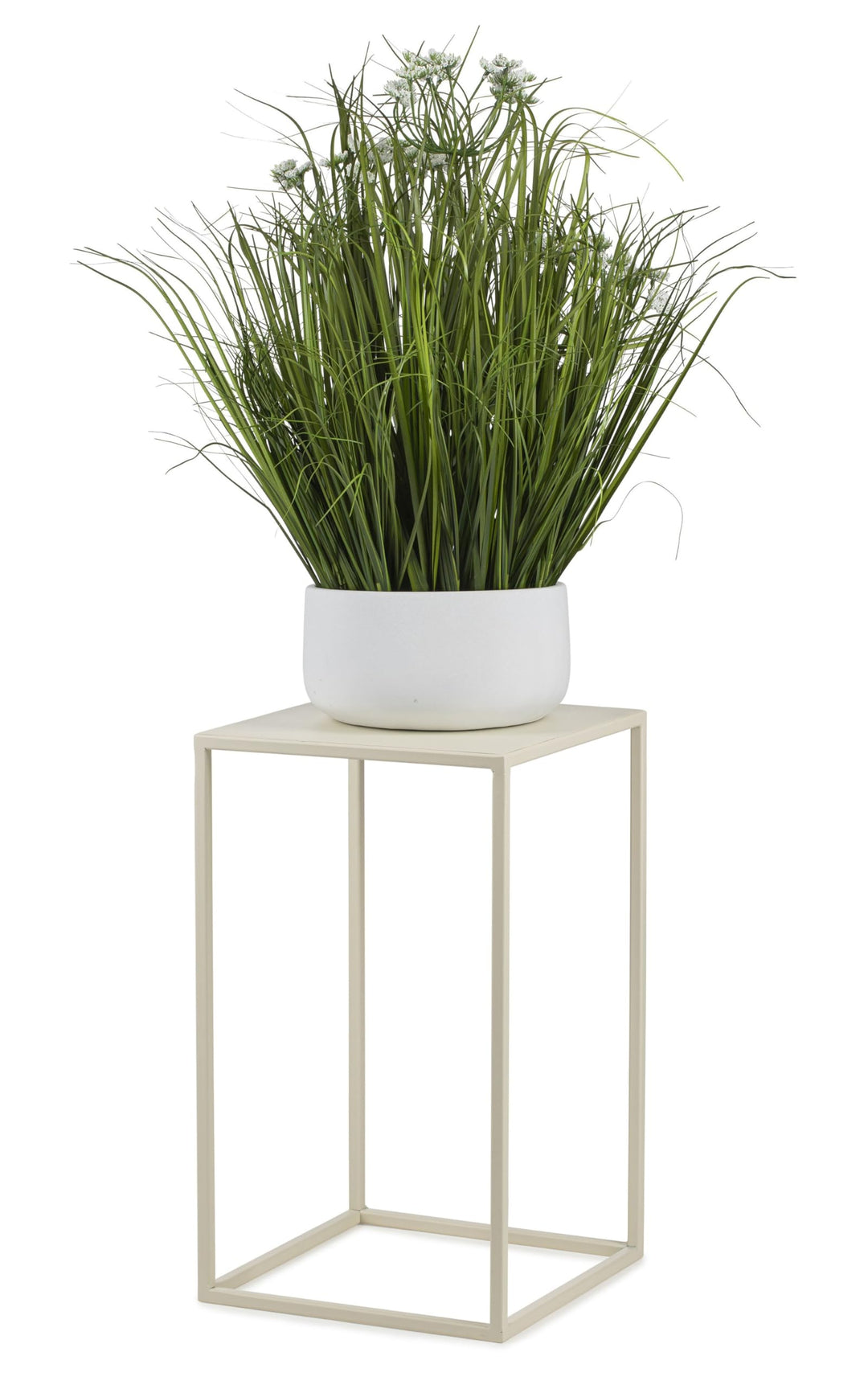 HowHomely Blumenständer Metall Cremefarben 40 cm Hoch - Solider und Robuster Blumenhocker Metall - P