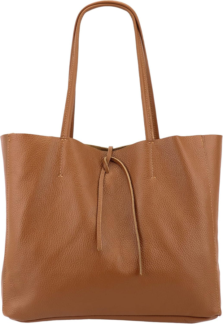 SH Leder ® Damen Echt Rindleder Shopper in Querformat mit Innentasche in vielen Farben Schultertasch