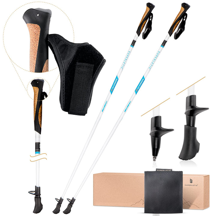 SUPERLETIC Wanderstöcke, Nordic Walking Stöcke Damen & Herren, Leichter Stock, Trekkingstöcke mit Ko