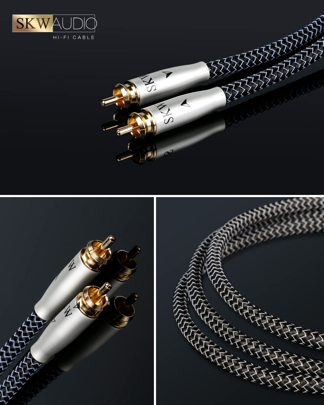 SKW High End Cinch RCA Digitales Koaxialkabel, Kupfer und Silberlitzendrähte Cinch auf Cinch S/PDIF