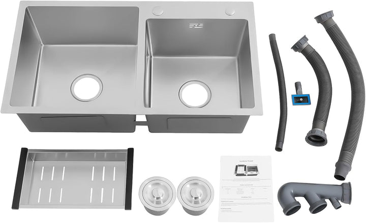 Küchenspüle Haushaltsspüle Spülbecken Einbauspüle Doppelwaschbecken Edelstahl Doppelbecken mit Abtro