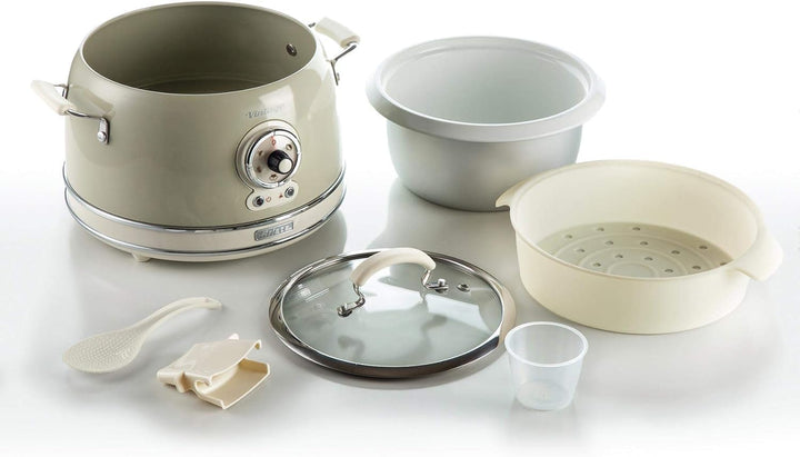 Ariete 2904 Reiskocher Rice Cooker Slow Cooker Dampfgarer Vintage Line 3,5 L Antihaft-Keramikbeschic