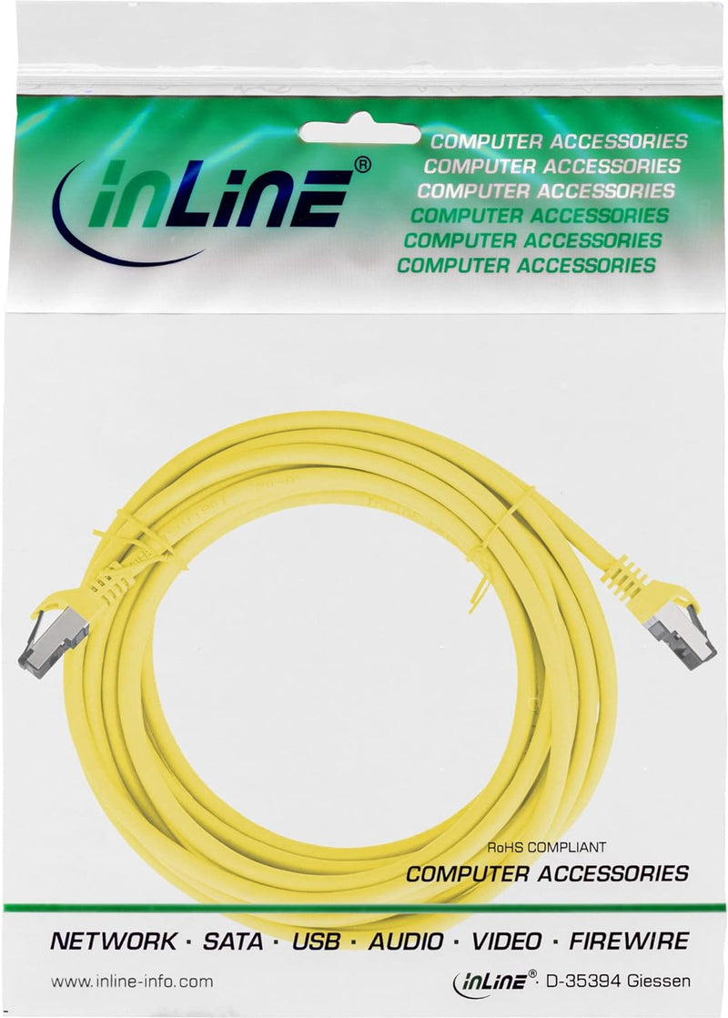 InLine® Patchkabel, S/FTP (PiMf), Cat.8.1, 2000MHz, halogenfrei, Kupfer, gelb, 7,5m