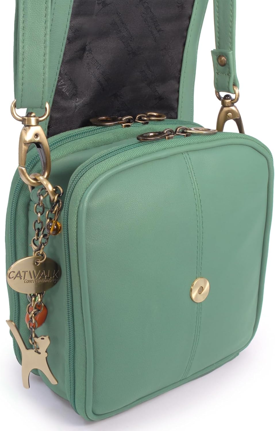 Catwalk Collection Handbags - Leder - Organizer/Umhängetasche/Schultertasche - TEAGAN Grün, Grün