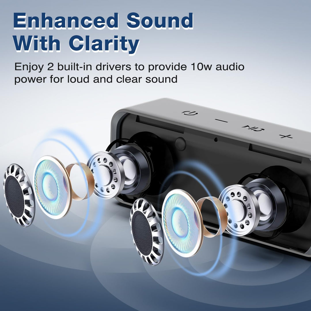 MUQI Bluetooth Lautsprecher, Musikbox mit IPX7 Wasserdicht,kabelloser Boxen 10W Stereo Sound intensi