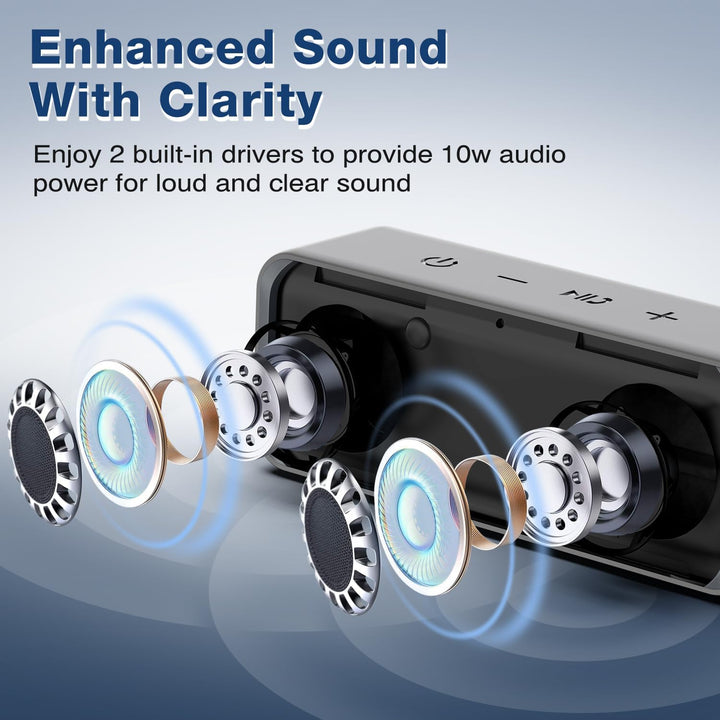 MUQI Bluetooth Lautsprecher, Musikbox mit IPX7 Wasserdicht,kabelloser Boxen 10W Stereo Sound intensi