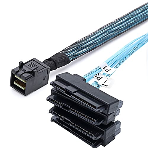 NFHK Internal Mini SAS SFF-8643 Host to 4 SAS 29Pin SFF-8482 Target Disk 6Gbps Data Server Raid Cabl