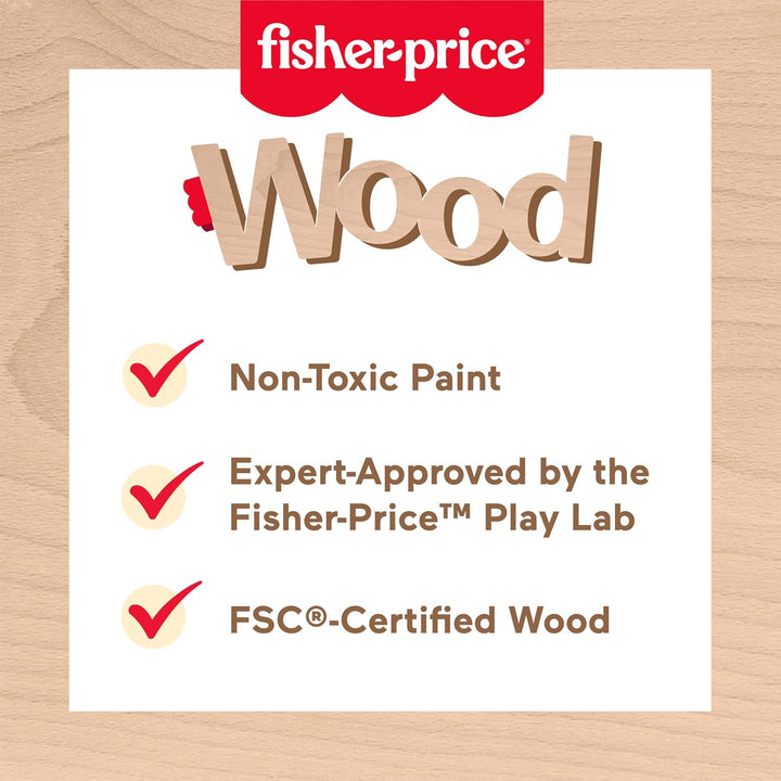 Fisher-Price Spielzeug für Kindergartenkinder Blumengarten Holz-Puzzle mit Stapelblöcken, 37 FSC-zer