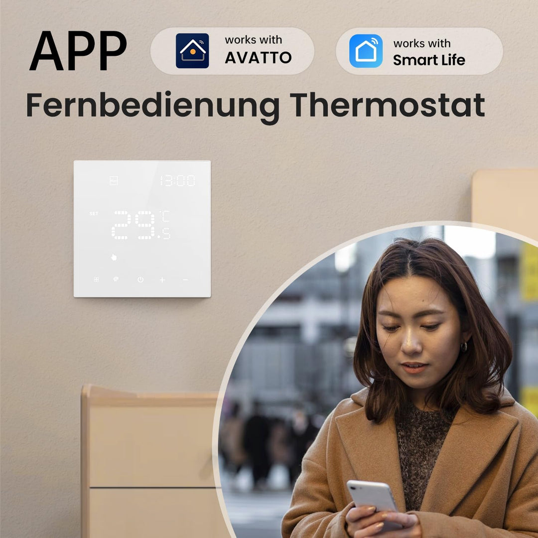 AVATTO Thermostat Für Wasser Fussbodenheizung und Gasboiler，Smart WiFi Thermostat Programmierbar Rau