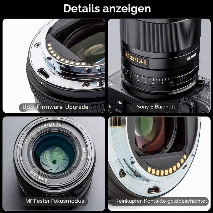 VILTROX AF 33mm F1.4 Autofokus Objektiv für Sony E Mount Kameras (APS-C, Einstellbare Blende f1.4-f1