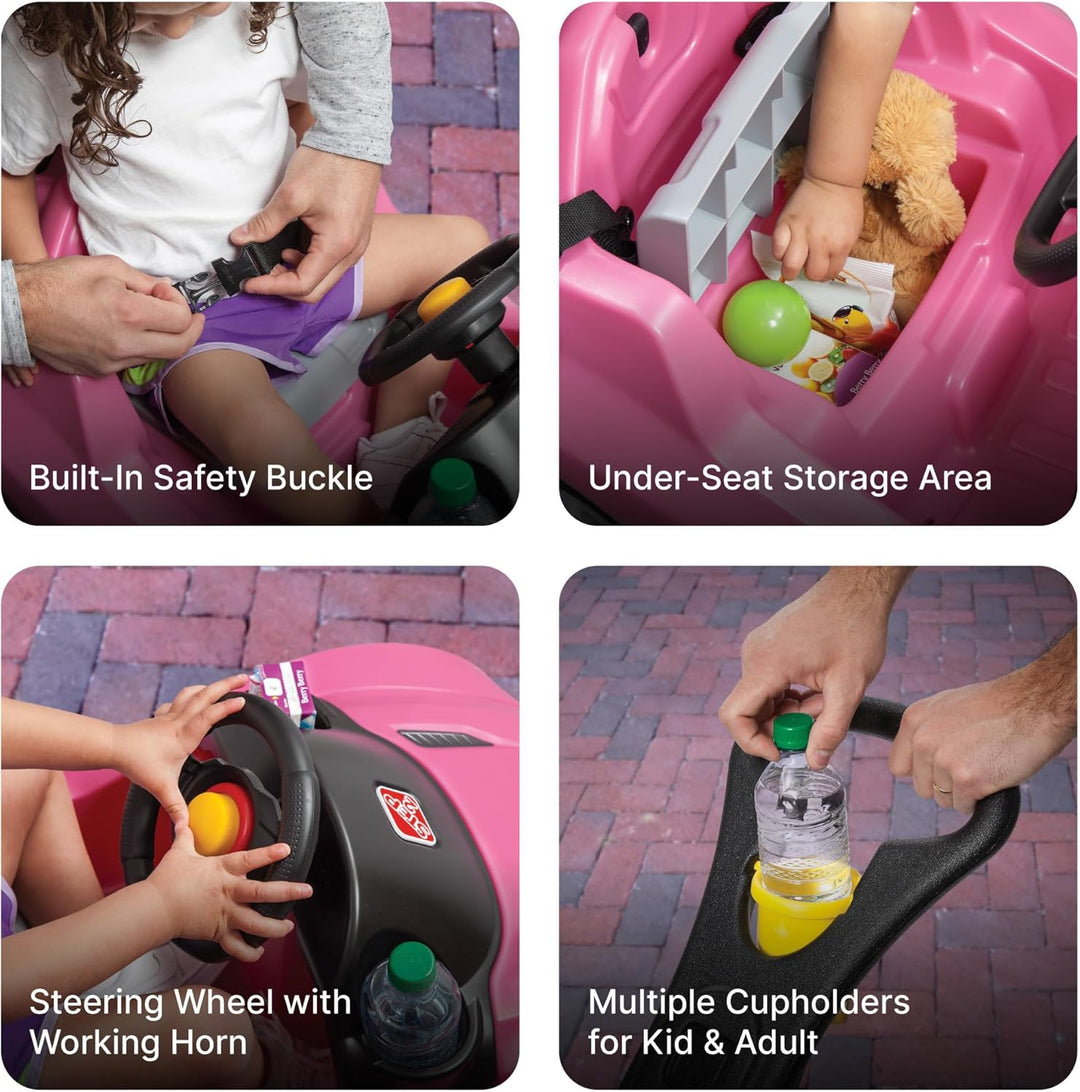 Step2 Whisper Ride Kinderauto/Rutscher in Rosa | Spielzeug Auto mit Schiebestange | Kinderfahrzeug/R