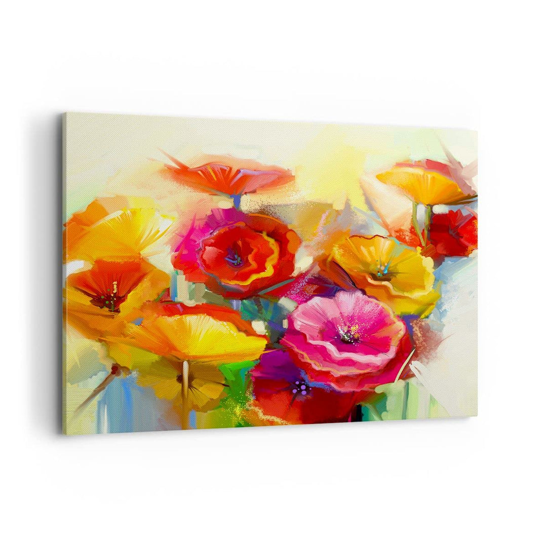Bilder auf Leinwand 100x70cm Leinwandbild Blumen Frühling Flora Garten Gross Wanddeko Bild Schlafzim
