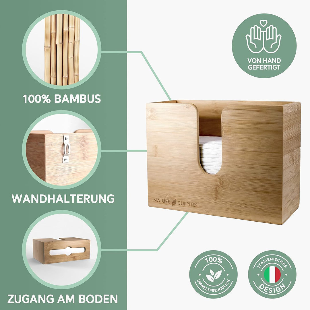 Nature Supplies Papierhandtuchspender aus Holz - Papierhandtuchhalter Mit Wandhalterung oder bei Tis