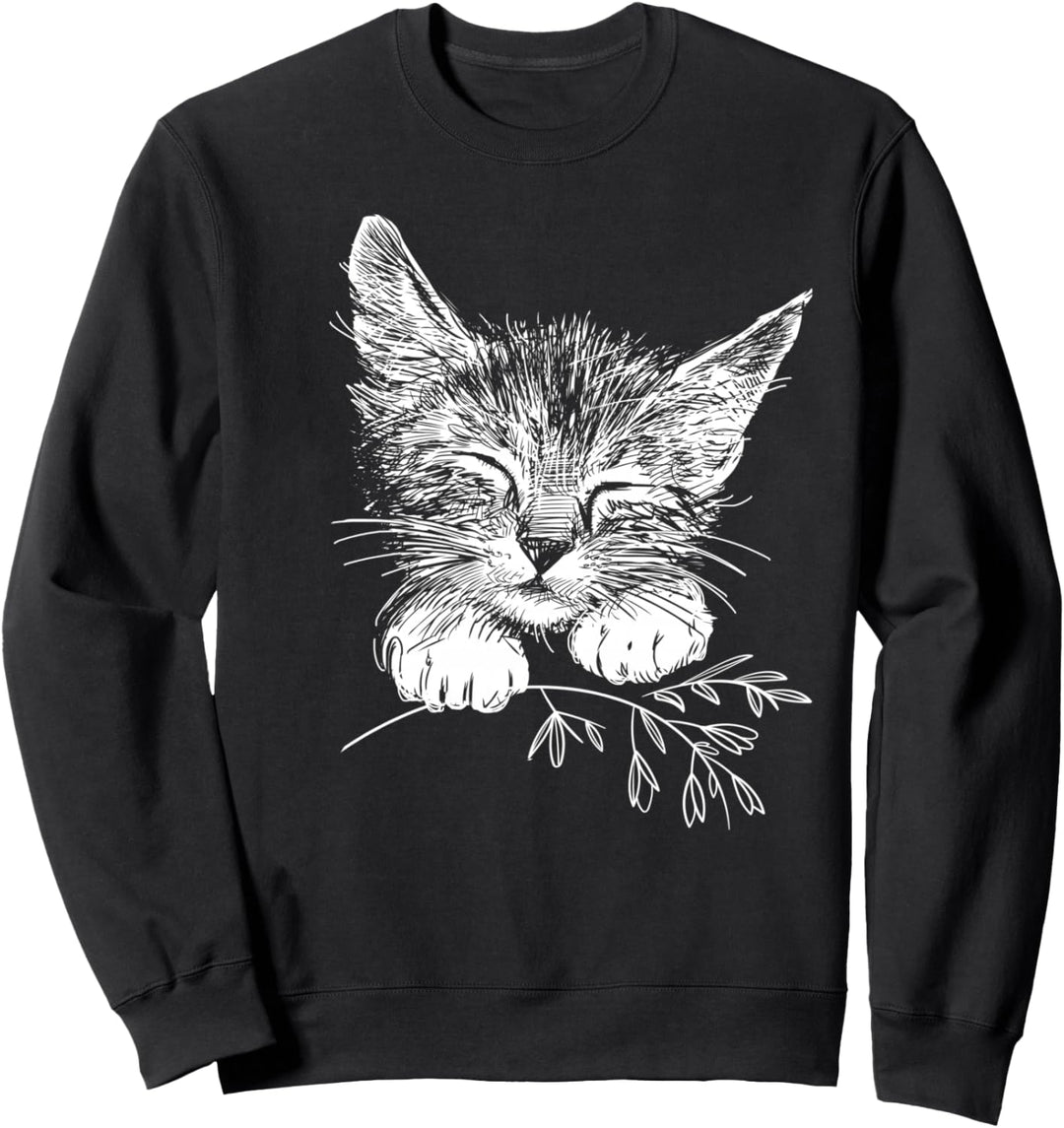 Schlafendes Kätzchen mit kleinem Zweig, Katze Sweatshirt