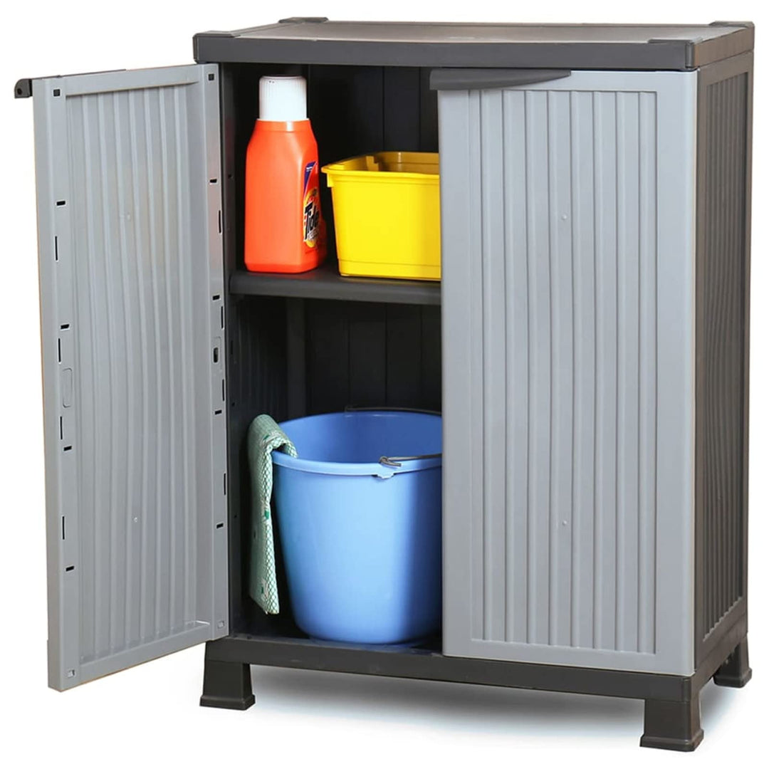 Tidyard Gartenschrank mit 2 Türen und 2 Fachböden Geräteschuppen Kunststoffschrank Spindschrank Schr