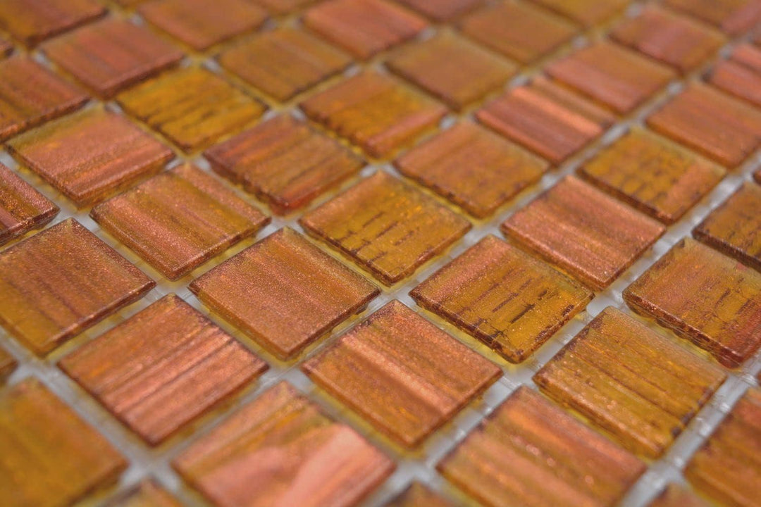Mosaikfliese Glasmosaik Goldbraun Kupfer Küchenrückwand Duschwand | 10 Mosaikmatten
