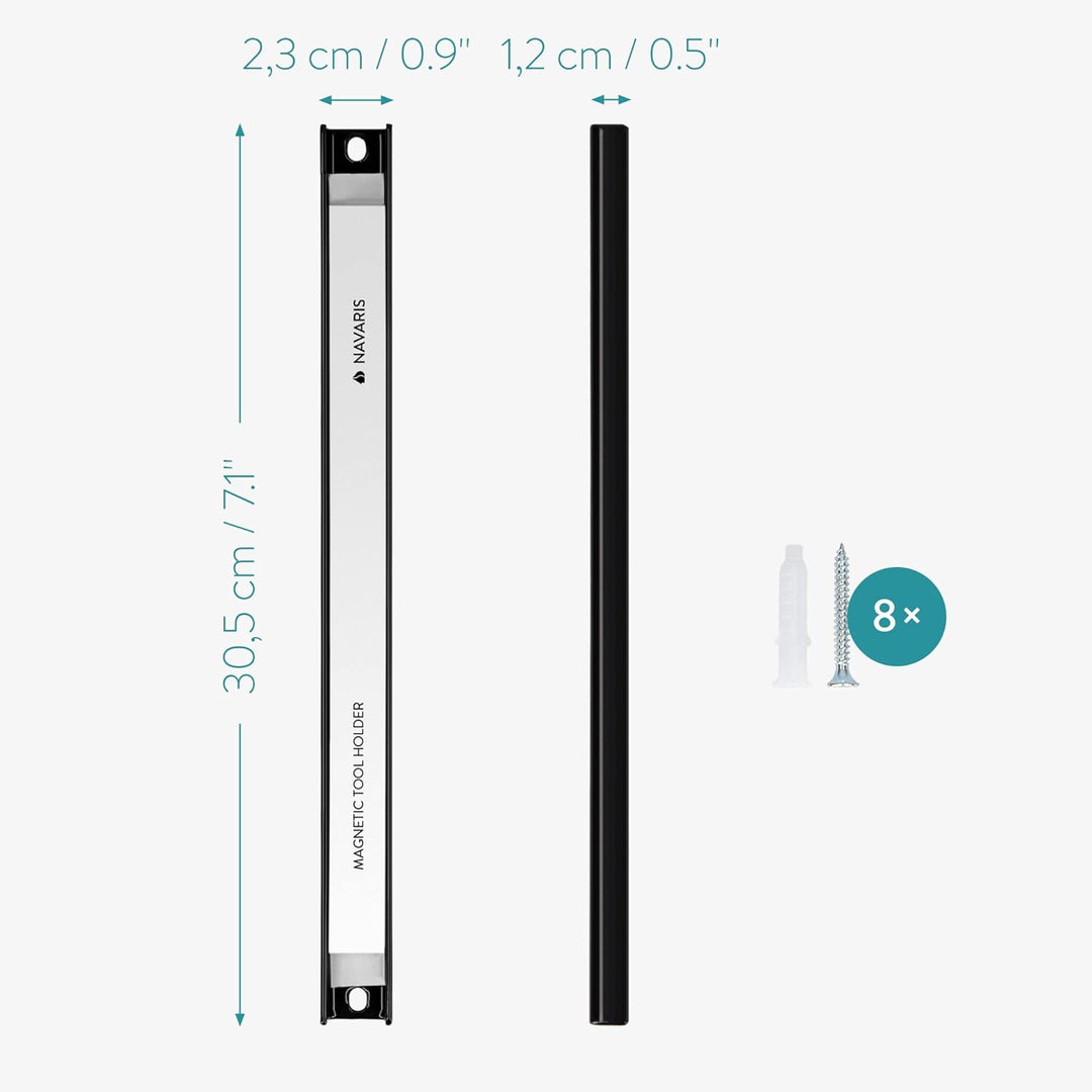 Navaris Magnetleiste Werkzeughalter Wand - Ca. 30 cm langer Magnethalter - Magnetleiste Werkzeug - M