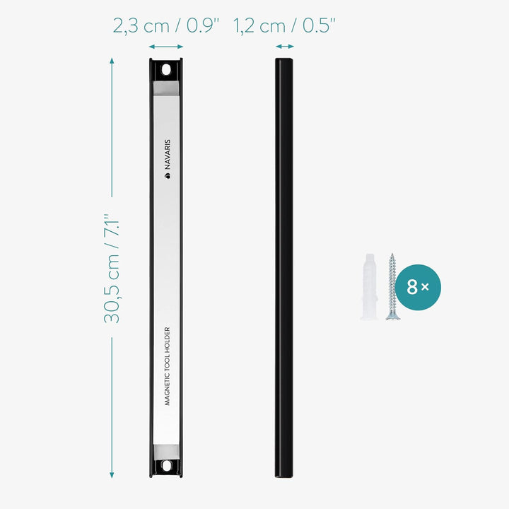 Navaris Magnetleiste Werkzeughalter Wand - Ca. 30 cm langer Magnethalter - Magnetleiste Werkzeug - M