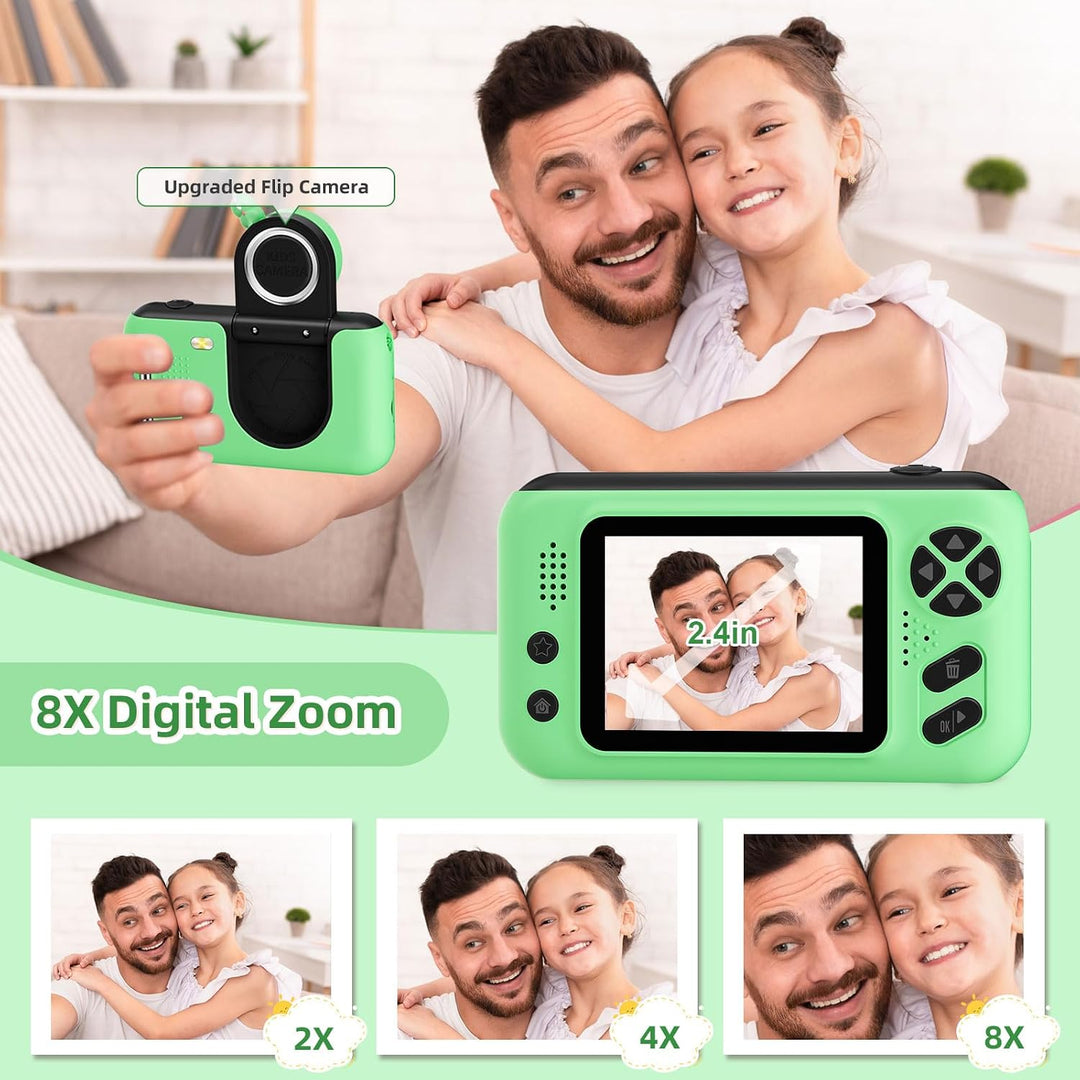 Kinderkamera 3-12 Jahre, HD Digitalkamera mit 2,4 Zoll Bildschirm | Flip-Selfie Kamera,32GB Speicher