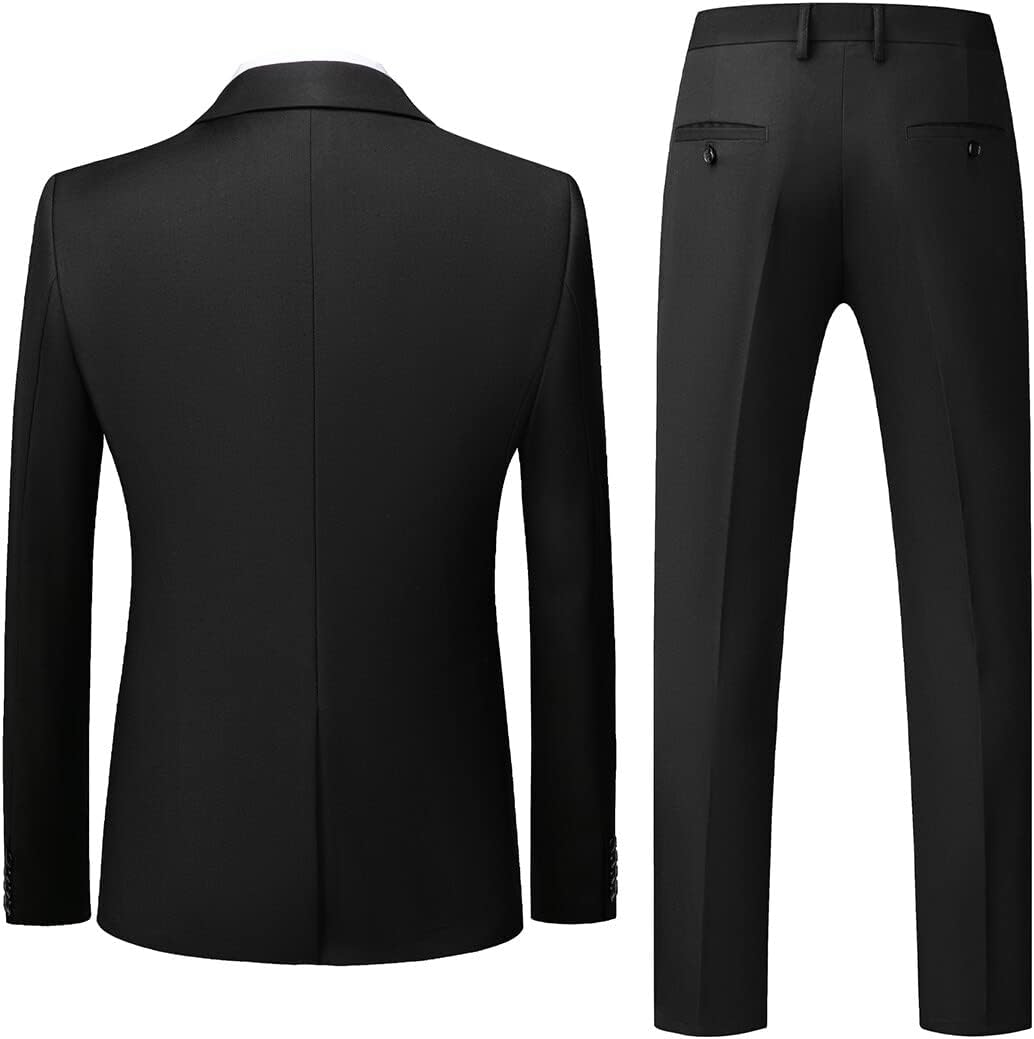 Allthemen Herren Anzug 3-teilig Slim Fit Einreihig Zwei Knöpfe Hochzeit Smoking Anzug Blazer Weste H