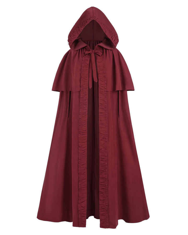 Mittelalter Umhang Damen mit Kapuze – Halloween Cape Vampir Kostüm Hexe Frauen Umhang Schwarz Vampir