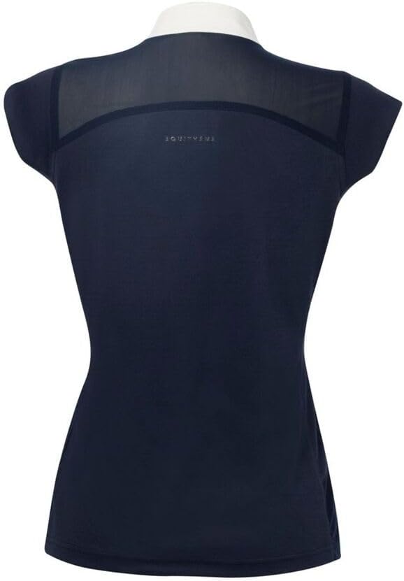 Equi-Theme Damen Poloshirt mit Strass BRÜSSEL schwarz oder Marineblau XL Marineblau, XL Marineblau