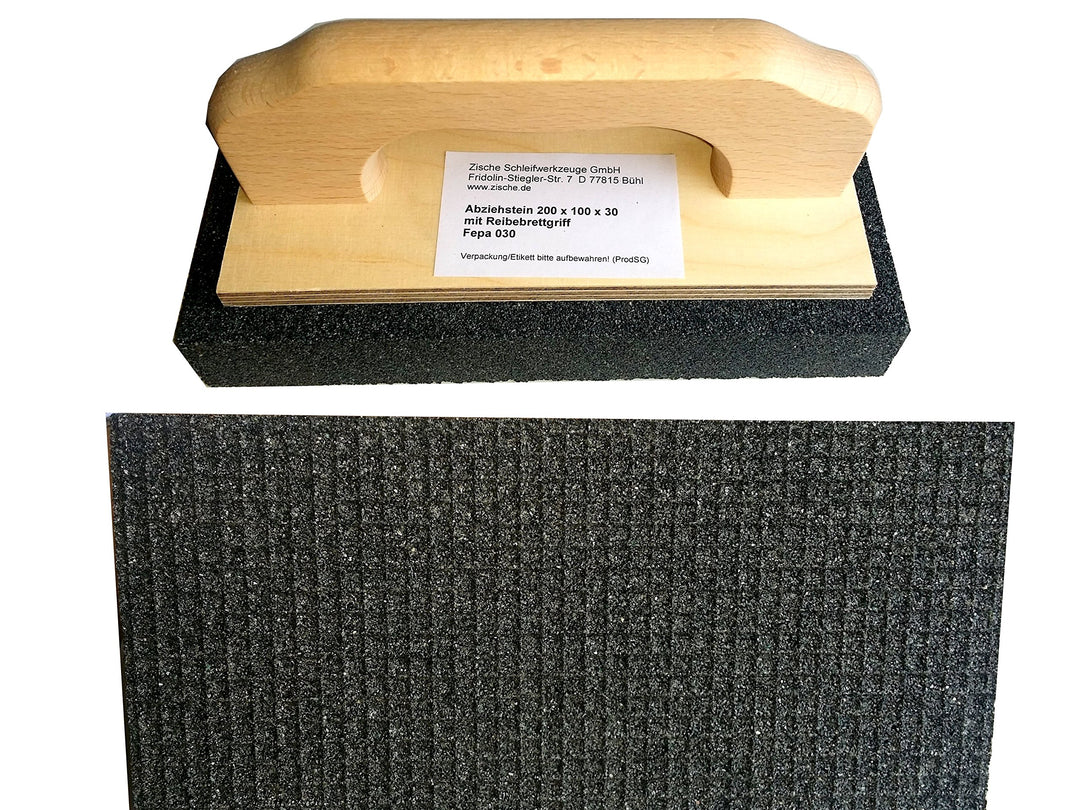 Zische Rutscher Schleifstein mit Griff, 200 x 100 x 30 mm, Siliciumcarbid, Körnung FEPA 30, für Beto