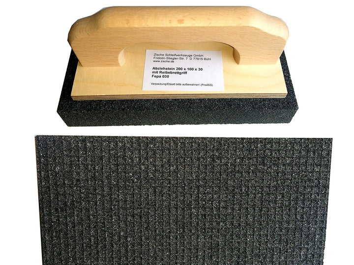 Zische Rutscher Schleifstein mit Griff, 200 x 100 x 30 mm, Siliciumcarbid, Körnung FEPA 30, für Beto