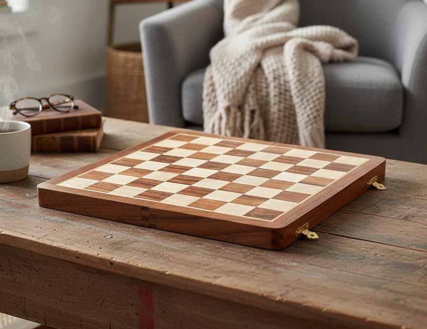 Stonkraft Collectible Acasia Wood Wooden Chess Game Board Without Pieces (14 X 14 Inches) Holz, Holz