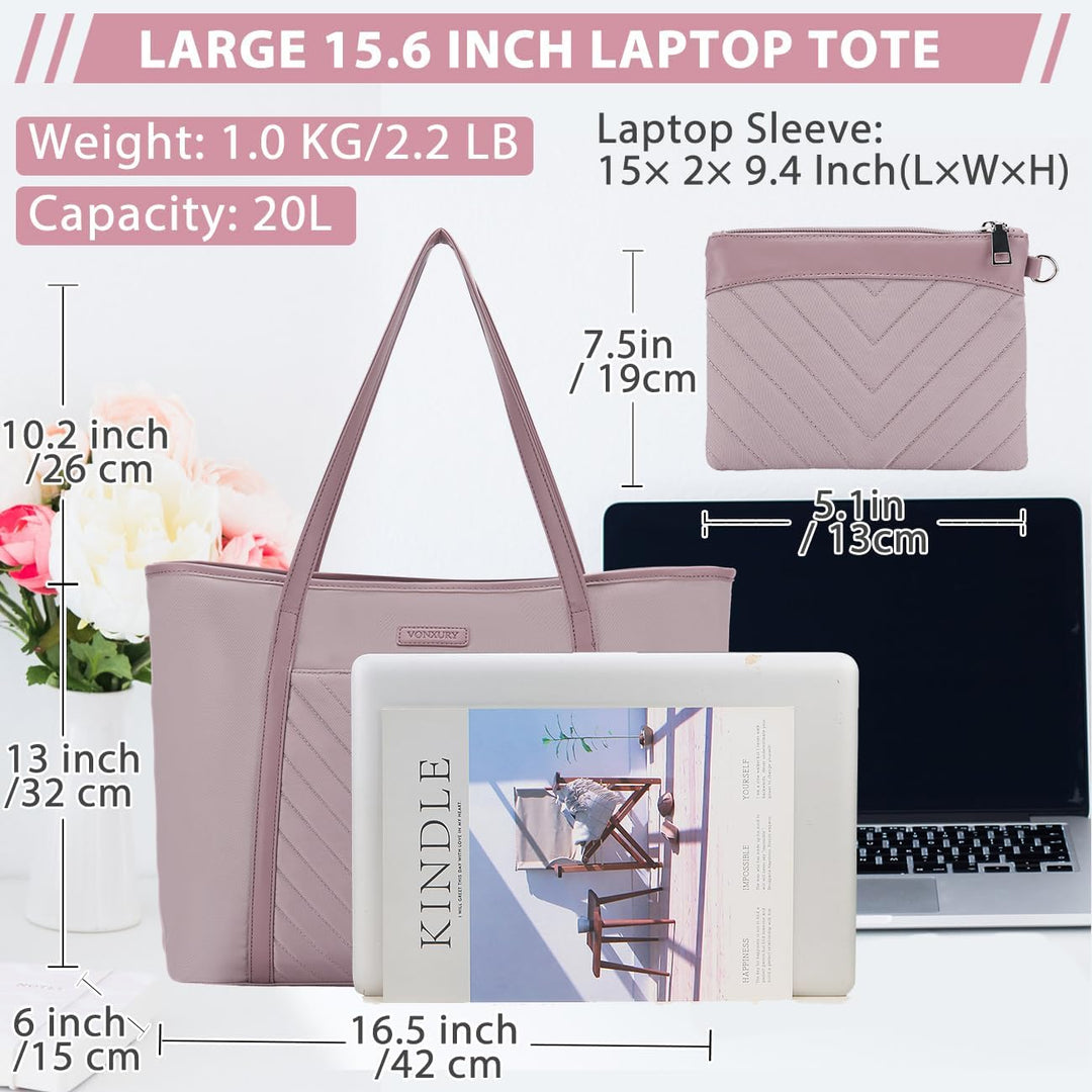 VX VONXURY Handtasche Damen Mittelgross Laptoptasche 15,6 Zoll Arbeitstasche Shopper Lehrertasche Sc