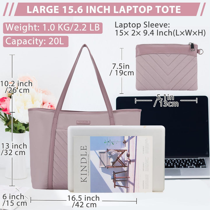VX VONXURY Handtasche Damen Mittelgross Laptoptasche 15,6 Zoll Arbeitstasche Shopper Lehrertasche Sc